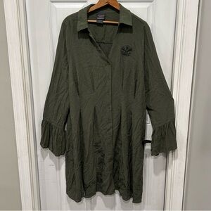 Torrid Outlander Dragonfly Mini Bell Sleeve Collared Shirt Dress Plus Sz 1 (1X)